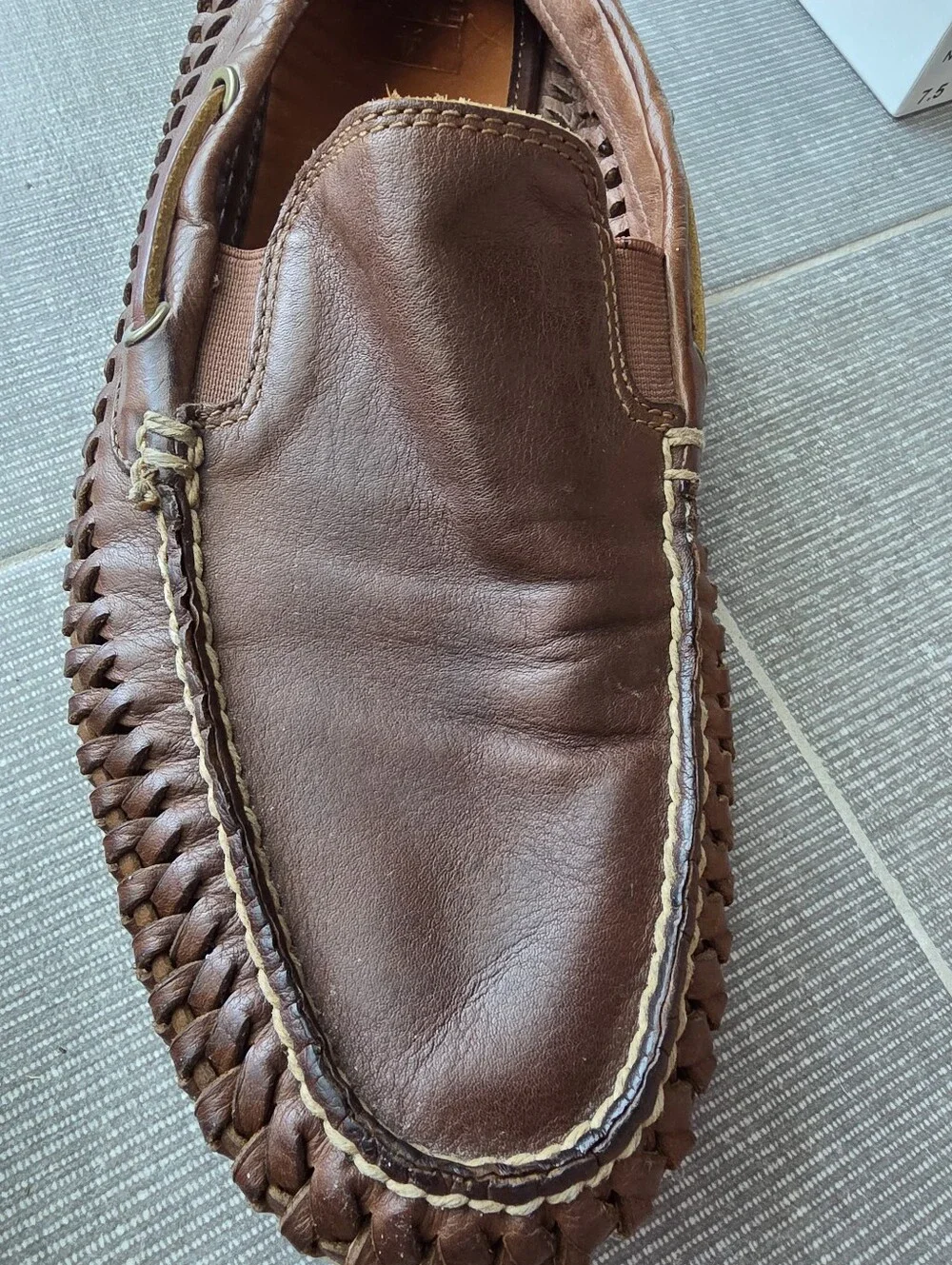 Mens Frye Brown Leather Woven Slip-On Loafers